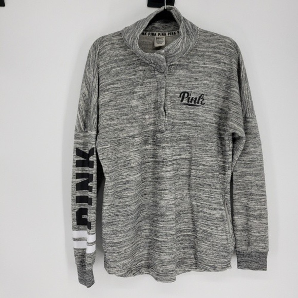 VS Pink Space Dyed ¼ Button Lightweight Sweatshirt